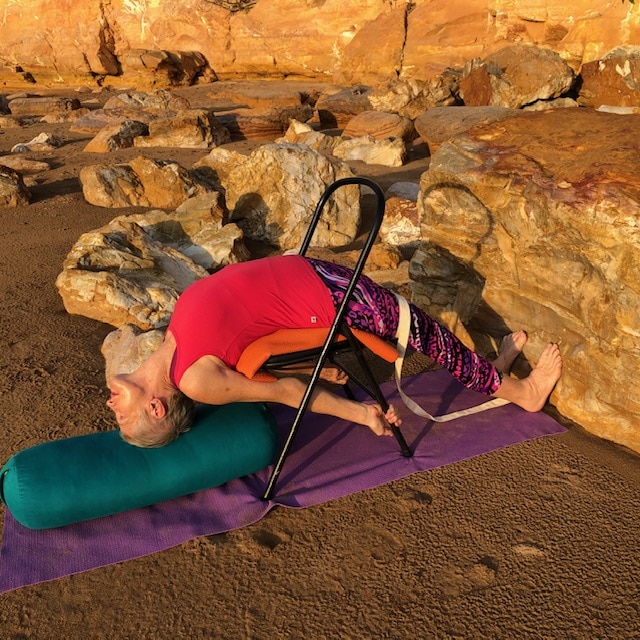 Supported backbend with chair.