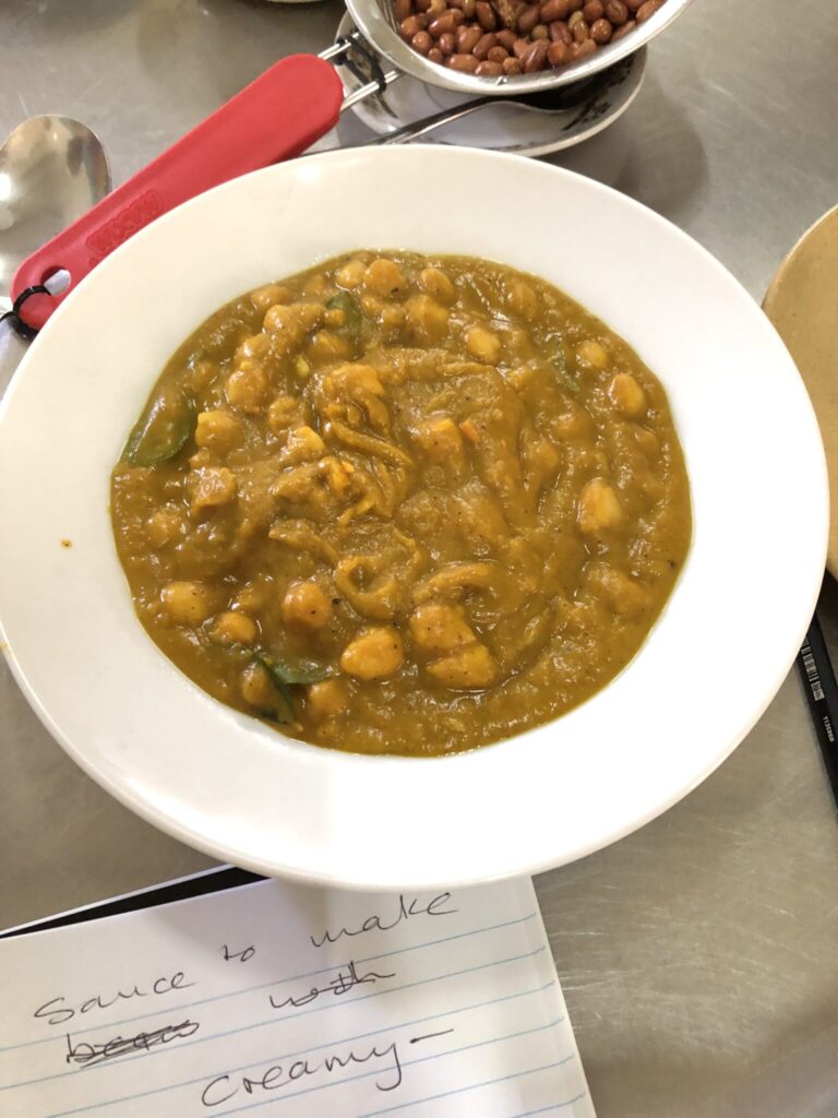 Pumpkin chickpea dahl, Indonesian style. A chickpea dahl recipe I learnt at a Bali retreat. It's delicious, high protein, & very filling.
