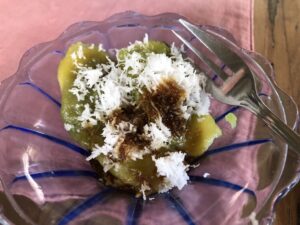 Green banana dessert at affordable Bali retreat