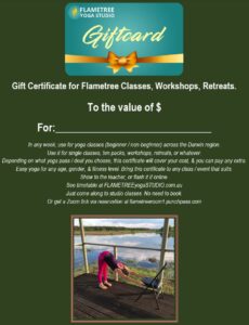 Flametree yoga gift certificate Darwin