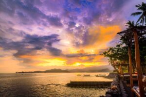 candidasa beach sunset at Bali retreat