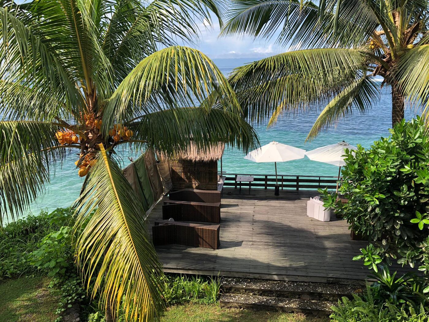 The view out to the sea from the front of the yoga room at Pondok Pisang