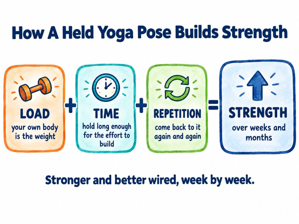 Can yoga build muscle: load plus time plus repetition equals strength, with your own body as the weight
