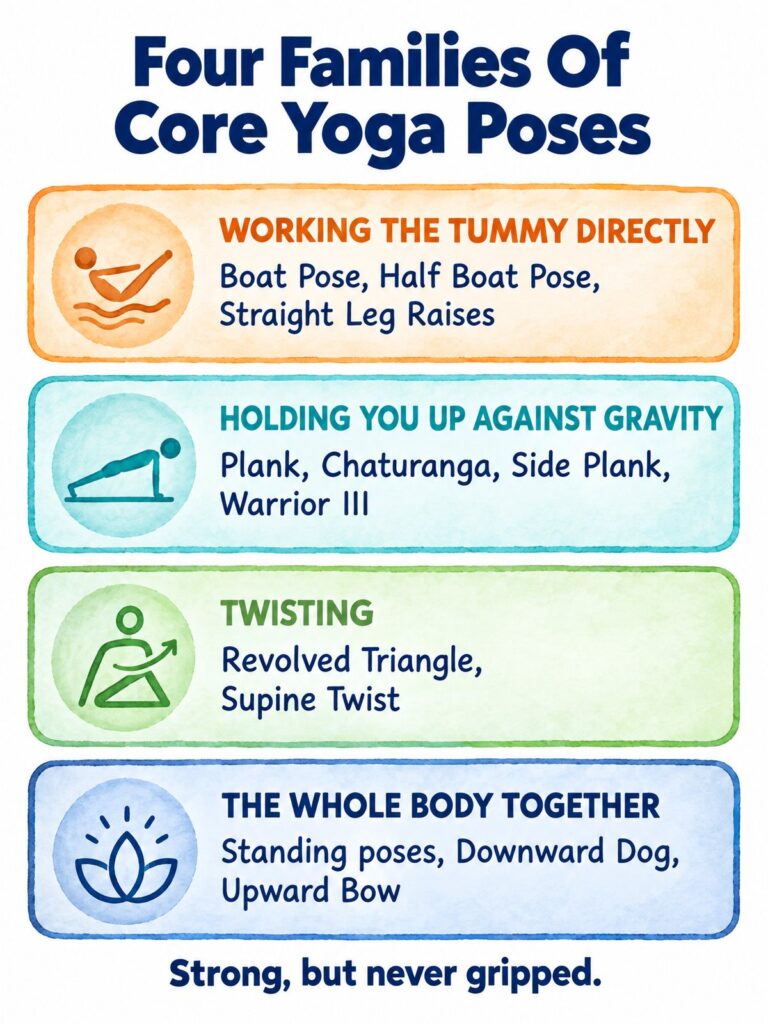 Yoga for core strength: four families of core poses