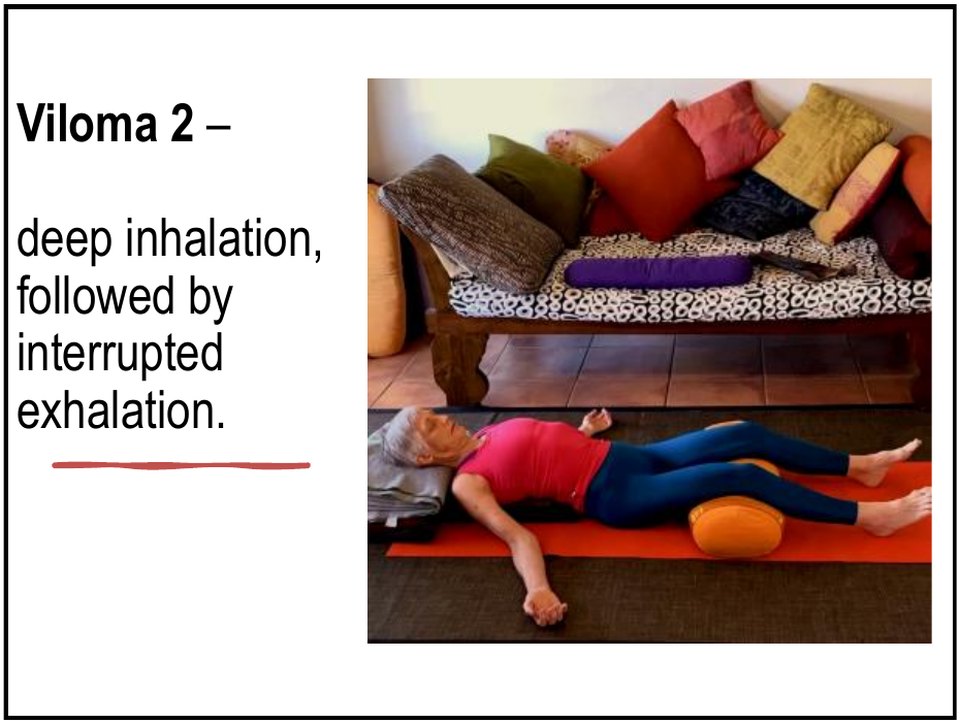 Viloma 2 pranayama: deep inhalation followed by interrupted exhalation