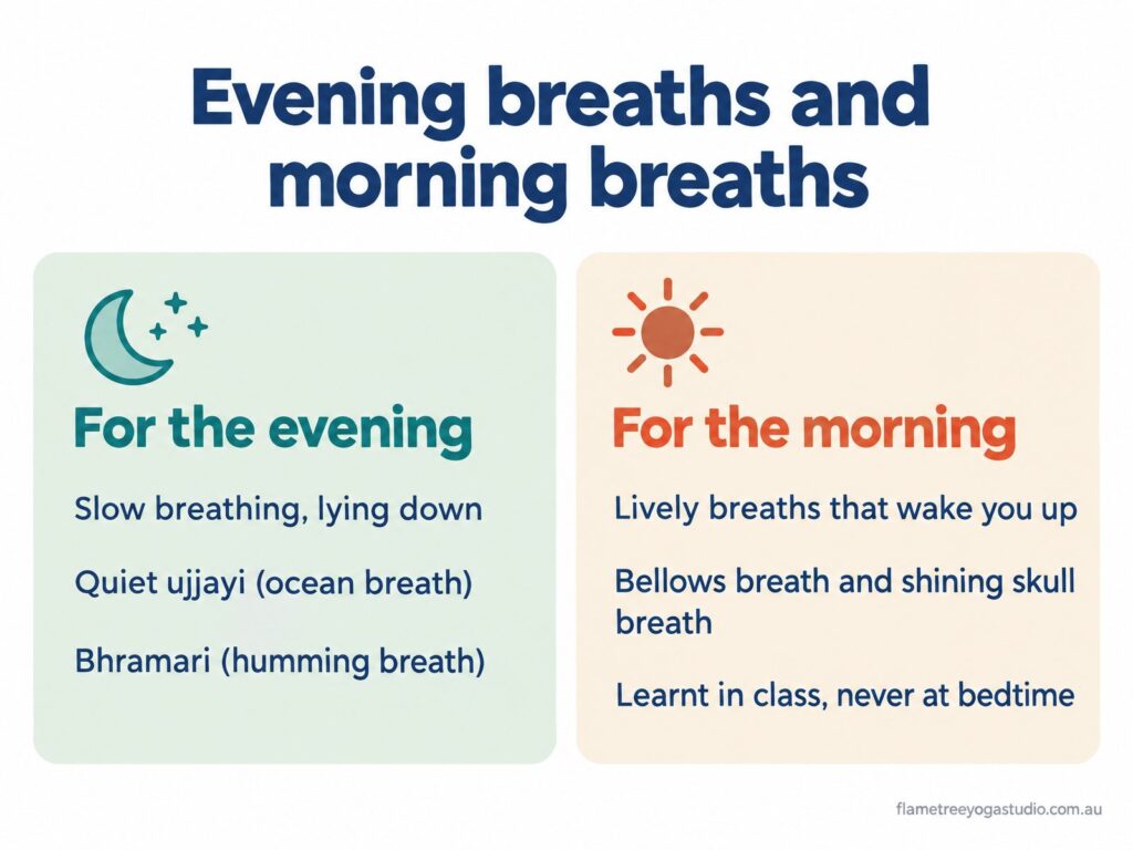 Evening breaths and morning breaths for sleep