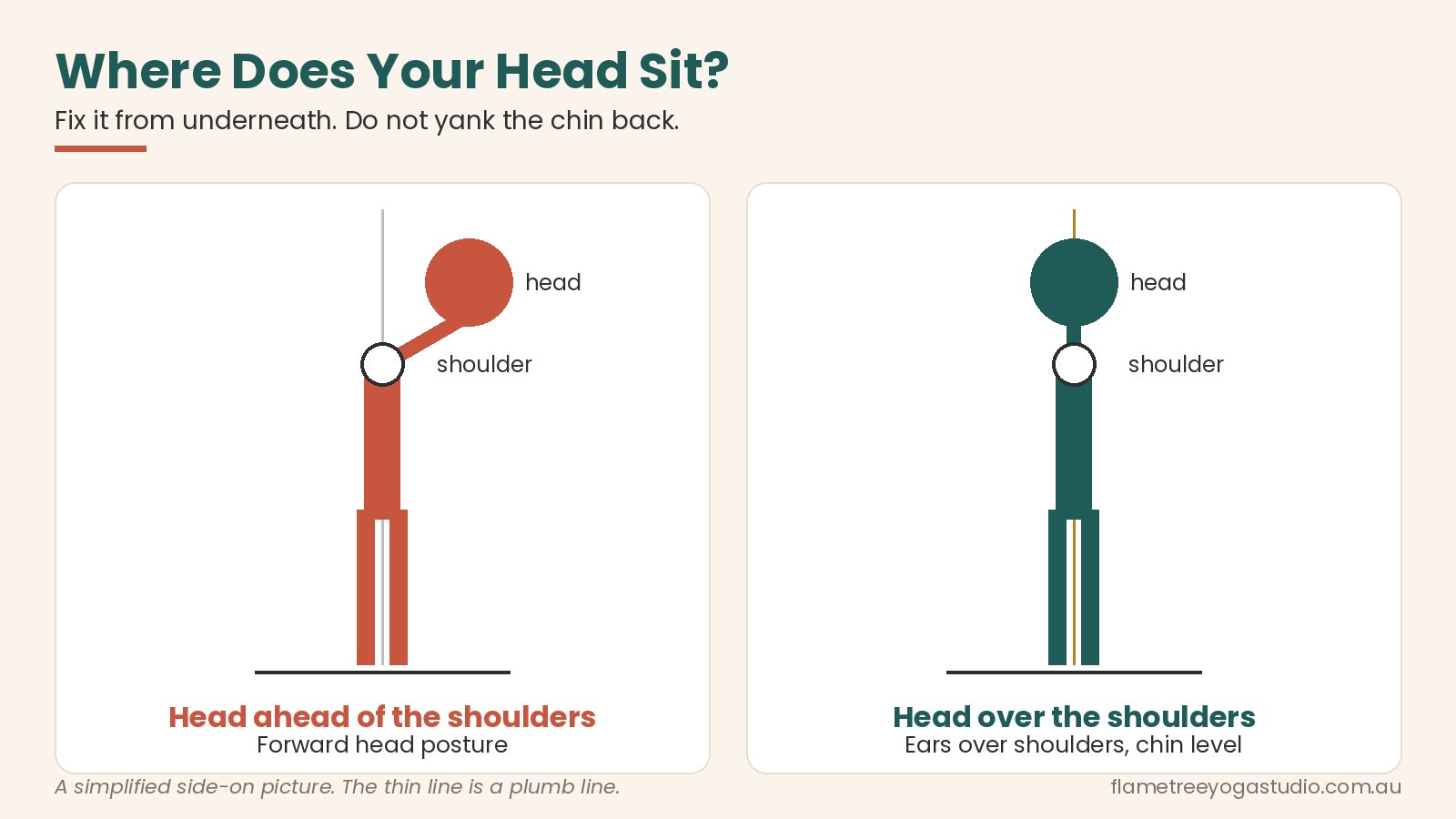 Forward head posture diagram: where your head sits over your body, with the ear in line over the shoulder