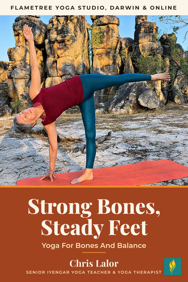 Strong Bones, Steady Feet free ebook cover: yoga for bones and balance, by Chris Lalor, Flametree Yoga Studio